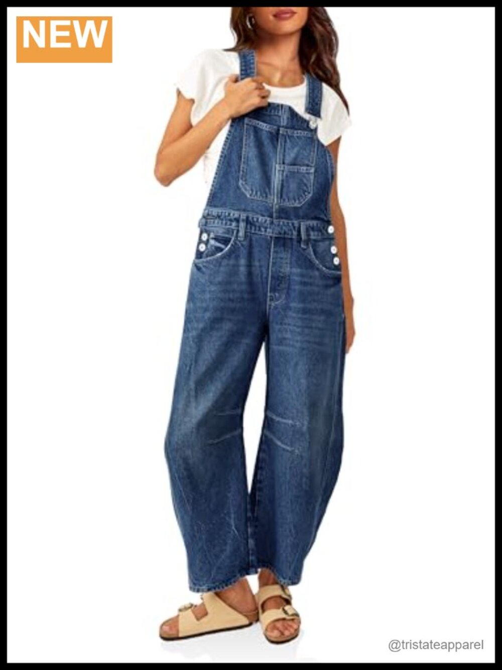 Womens Denim Bib Overalls Barrel Leg Adjustable Strap Jean Jumpsuit